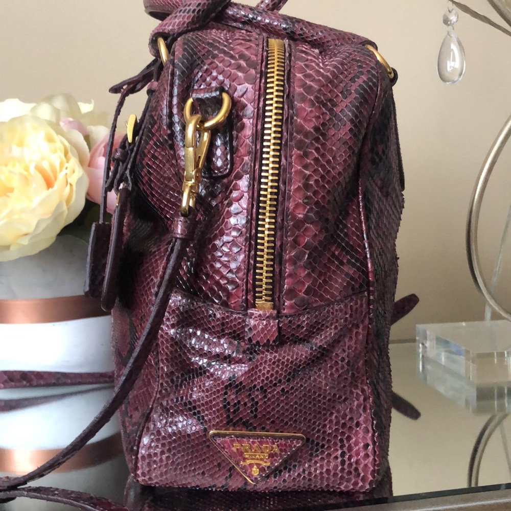 PRADA Purple Snakeskin Bauletto BL0756 Satchel Purse Bag - Picture 3 of 16